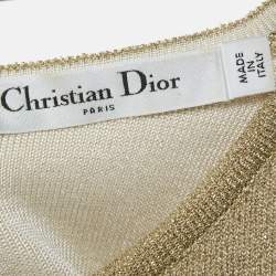 Christian Dior Gold Lurex Knit Sleeveless Mini Bodycon Dress S