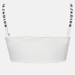 Christian Dior White Logo Band Detail Knit Bralette Top M