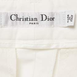 Christian Dior White Gabardine Tapered Trousers S