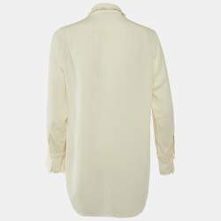 Christian Dior Cream Silk Georgette Button Front Shirt L