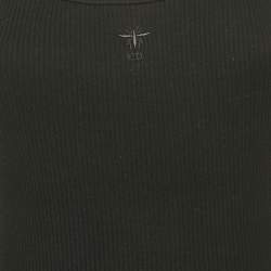 Dior Black Logo Embroidery Cotton Rib Knit Tank Top S