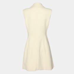 Pre Owned Dior Cream Silk Blend Badge Embellishment Double Breasted Coat Dress M