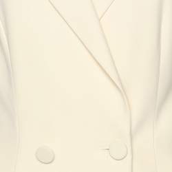 Pre Owned Dior Cream Silk Blend Badge Embellishment Double Breasted Coat Dress M