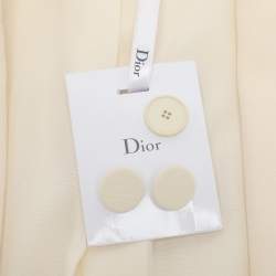 Pre Owned Dior Cream Silk Blend Badge Embellishment Double Breasted Coat Dress M