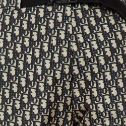 Christian Dior Navy Blue Oblique Patterned Synthetic Pants M
