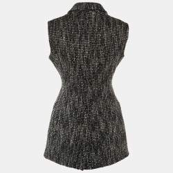 Pre Owned Dior Black Lurex Tweed Double Breasted Sleeveless Jacket M
