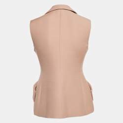 Pre Owned Dior Pink Silk Blend Single Breasted Vest M