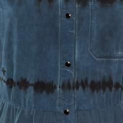 Dior Blue Tie-Dye Print Cotton Button Front Midi Dress M