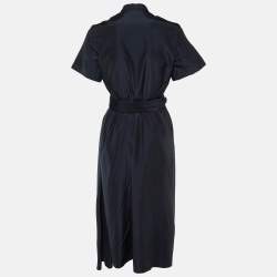 Dior Navy Blue Silk Blend Wrap Midi Dress M