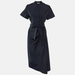 Dior Navy Blue Silk Blend Wrap Midi Dress M
