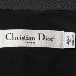 Pre Owned Dior Navy Blue Silk Blend Wrap Midi Dress M