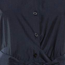 Pre Owned Dior Navy Blue Silk Blend Wrap Midi Dress M