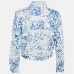 Christian Dior White Dioriviera Print Denim Button Front  Jacket M
