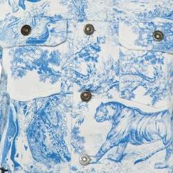 Christian Dior White Dioriviera Print Denim Button Front  Jacket M