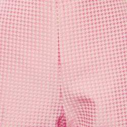 Christian Dior Pink Houndstooth Pattern Cotton Straight Leg Pants M