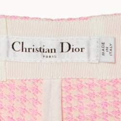 Christian Dior Pink Houndstooth Pattern Cotton Straight Leg Pants M