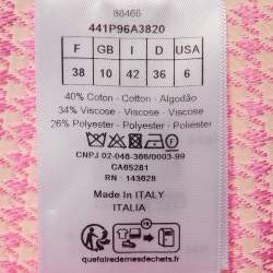 Christian Dior Pink Houndstooth Pattern Cotton Straight Leg Pants M
