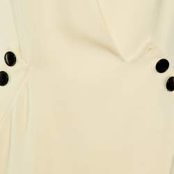 Pre Owned Christian Dior Cream Wool Crepe Sleeveless Blazer Long Dress M