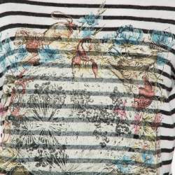 Christian Dior Monochrome Striped Printed Knit Jumper S