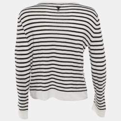 Christian Dior Monochrome Striped Printed Knit Jumper S