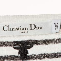 Christian Dior Monochrome Striped Printed Knit Jumper S