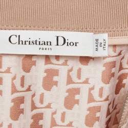 Dior Nude Pink Logo Jacquard Belted Sleeveless Short Dress L