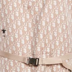 Dior Nude Pink Logo Jacquard Belted Sleeveless Short Dress L