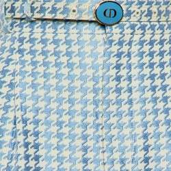 Dior Blue/White Houndstooth Cotton Belted Pants S