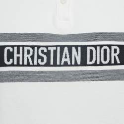 مملوكة مسبقًا Christian Dior White Logo Detail Cotton Polo T-Shirt S