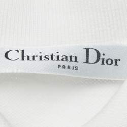 مملوكة مسبقًا Christian Dior White Logo Detail Cotton Polo T-Shirt S