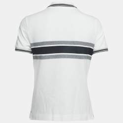 مملوكة مسبقًا Christian Dior White Logo Detail Cotton Polo T-Shirt S