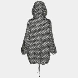 Pre Owned Dior Beige/Navy Blue Oblique Jacquard Hooded Anorak Jacket XS