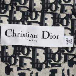 Pre Owned Dior Beige/Navy Blue Oblique Jacquard Hooded Anorak Jacket XS