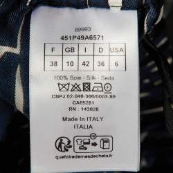 Pre Owned Christian Dior Blue Monogram Print Silk Straight Leg Trousers M