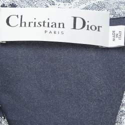 Dior White/Navy Blue Toile de Jouy Print Silk Pants & Top Set S
