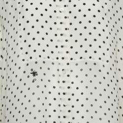 Dior White Polka Dot Print Silk Tunic Top S