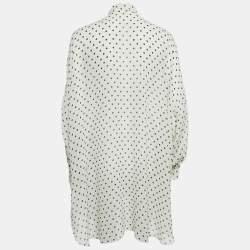 Dior White Polka Dot Print Silk Tunic Top S
