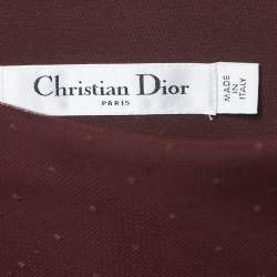 Dior Burgundy Dot Flock Print Tulle Pleated Midi Skirt S