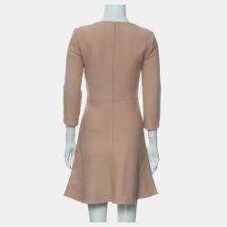 Pre Owned فستان ميني ديور بياقة U من الصوف والحرير بلون نيود مقاس 38 نسائي (إيطالي)