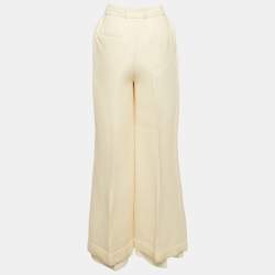 Christian Dior Cream Wool Wide-Leg Trousers S