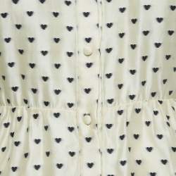 Christian Dior Cream Heart Jacquard Taser Silk Mini Dress S