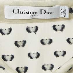 Christian Dior Cream Heart Jacquard Taser Silk Mini Dress S