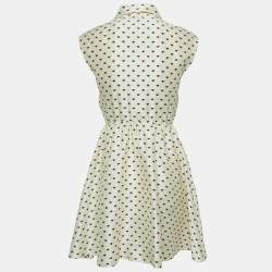 Christian Dior Cream Heart Jacquard Taser Silk Mini Dress S