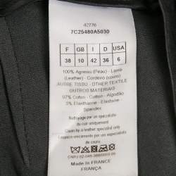 Dior Black Leather Zip-Up Hem Detail Skinny Pants M