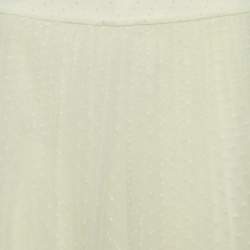 Pre Owned Christian Dior White Tulle Pleated Midi Skirt S