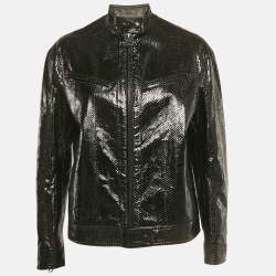 Christian Dior Black Snake Leather Zip-Up Jacket S