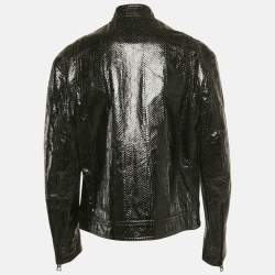 Christian Dior Black Snake Leather Zip-Up Jacket S