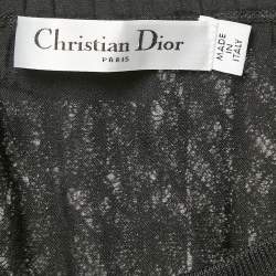 Pre Owned Christian Dior Black Silk Lace Pleated Midi Skirt S