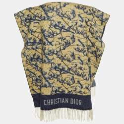 Dior Blue L'Etoile Cashmere Fringed Poncho One Size