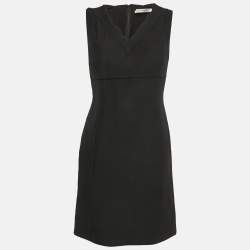 Christian Dior Black Wool and Crepe Sleeveless Mini Dress M